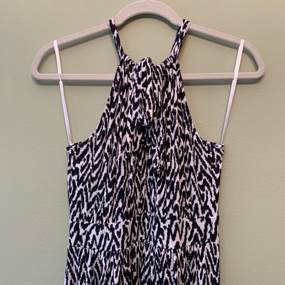 Banana Republic Dress Women S Jersey Stretch Halter Maxi Print Black White - Picture 7 of 12